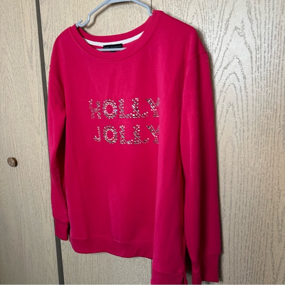 Jane And Delancey Pink Holly Jolly Christmas Sweater Medium - Picture 3 of 10